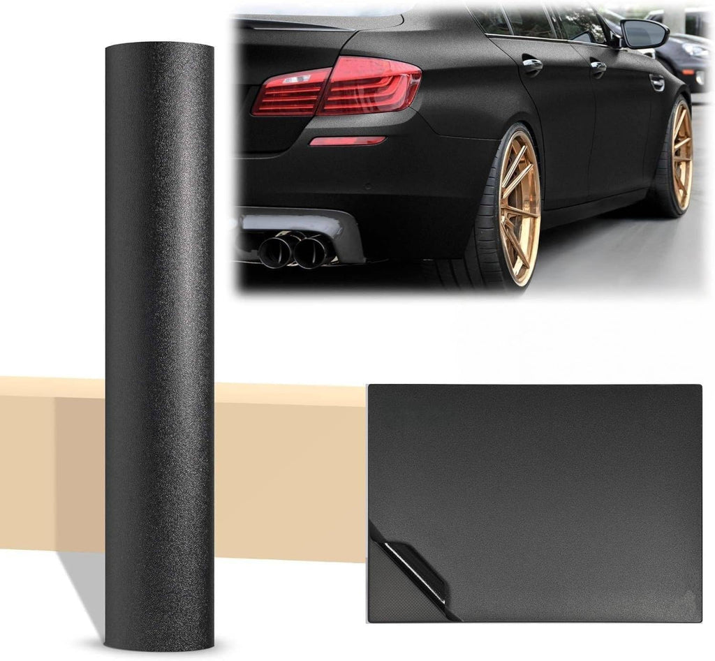 60" x 720" (5 x 60 ft) Matte Flat Textured Black Vinyl Wrap Sticker Film Car Wrap Bubble Free Air Release Technology