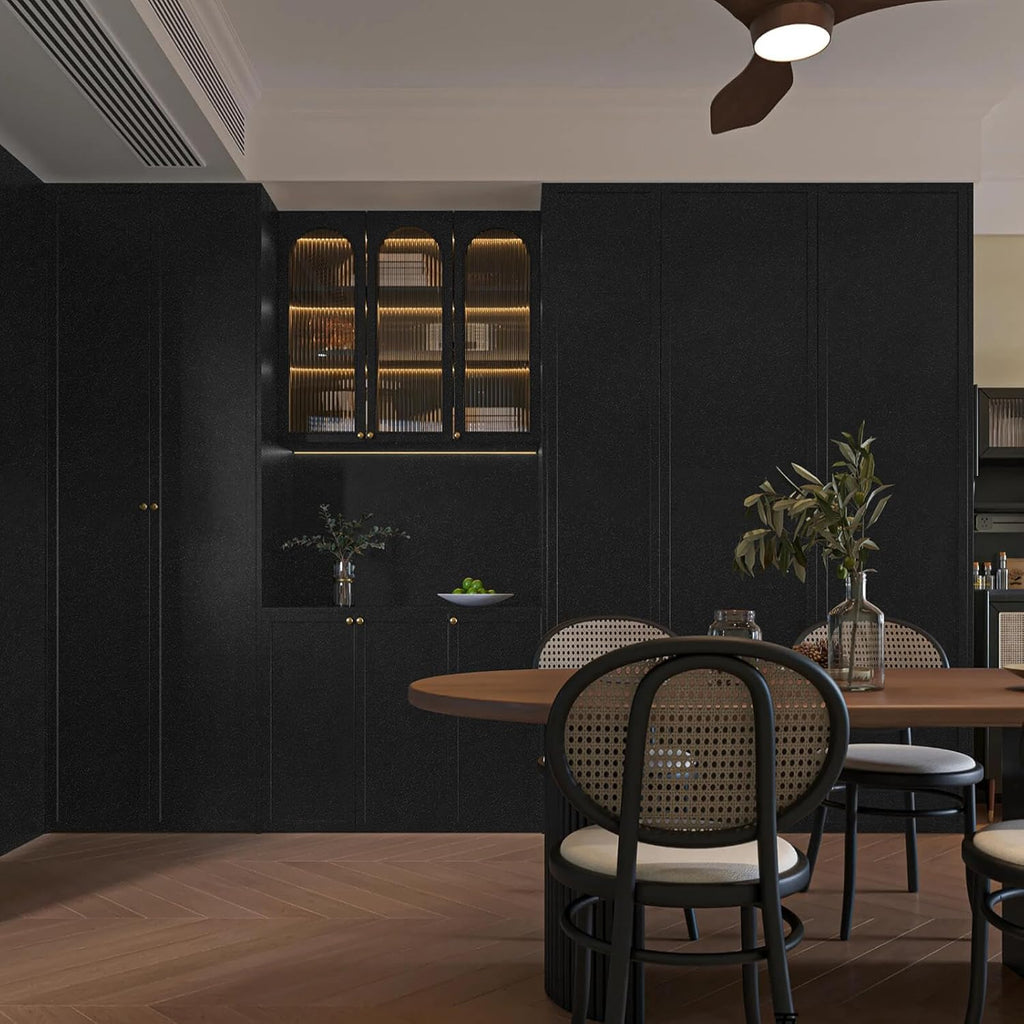 17.7 x 118 Inch Matte Black Self-Adhesive Wallpaper, New Environmentally Friendly Materials Contact Paper, Increase Stomata, for Countertops, Bathroom, Kitchen