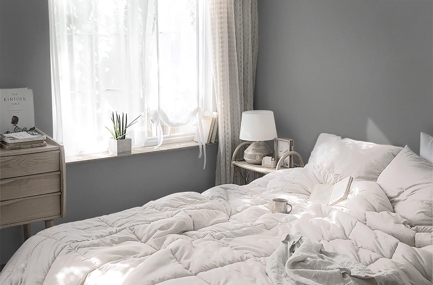 Matte Light Gray Self-Adhesive Wallpaper for New Environmentally Friendly Materials, Increase Stomata, for Countertops, Bathroom, Kitchen, 17.7 x 118 Inches