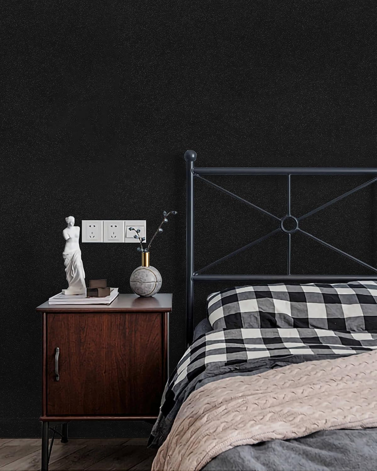 17.7 x 118 Inch Matte Black Self-Adhesive Wallpaper, New Environmentally Friendly Materials Contact Paper, Increase Stomata, for Countertops, Bathroom, Kitchen