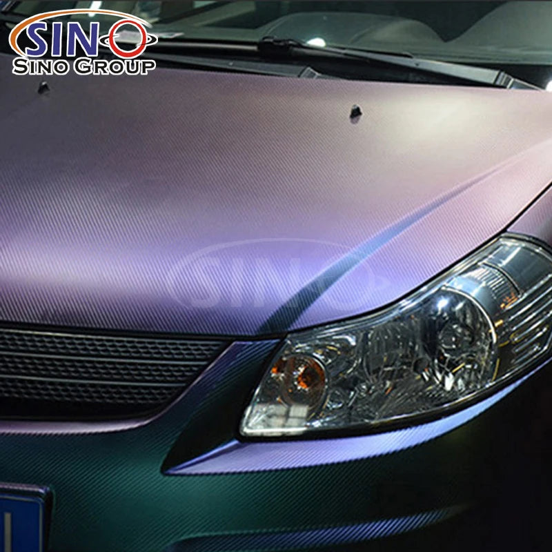 CCF-04 Chameleon Steel Blue to Purple  Long Durability Recoverable 3D Carbon Fiber Decorative Car Vinyl Wrap