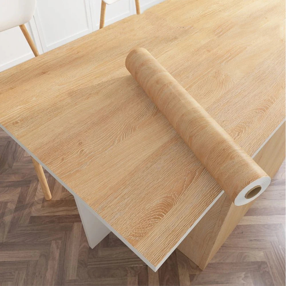 Vinyl adhesive furniture white wood, 55cmx3m self-adhesive wallpaper, contact adhesive paper for countertop decoration, furnitur