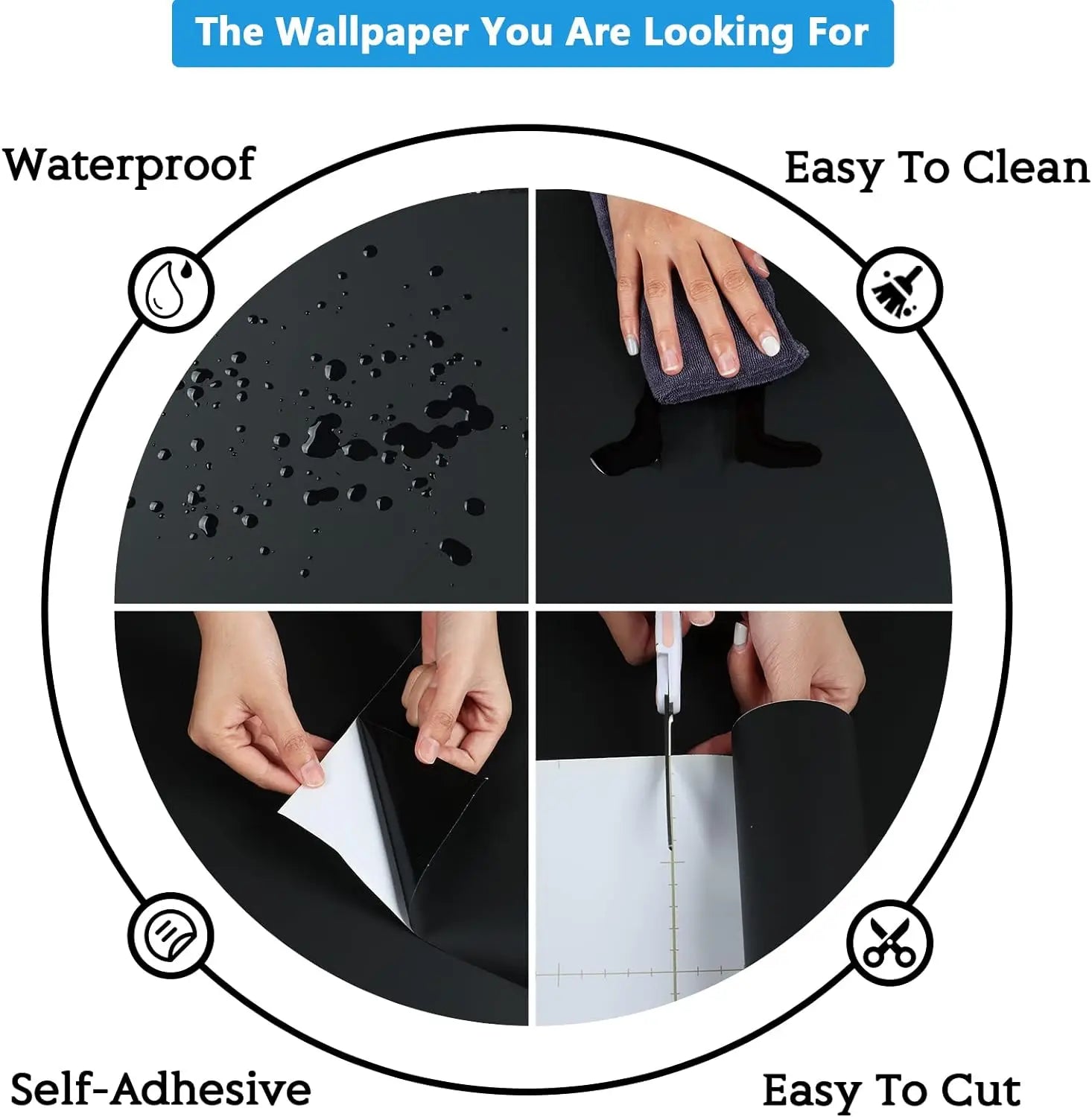 Self Adhesive Vinyl Film Wallpaper Waterproof Wall Stickers for Bathroom Kitchen Furniture Room Decor Home Improvem