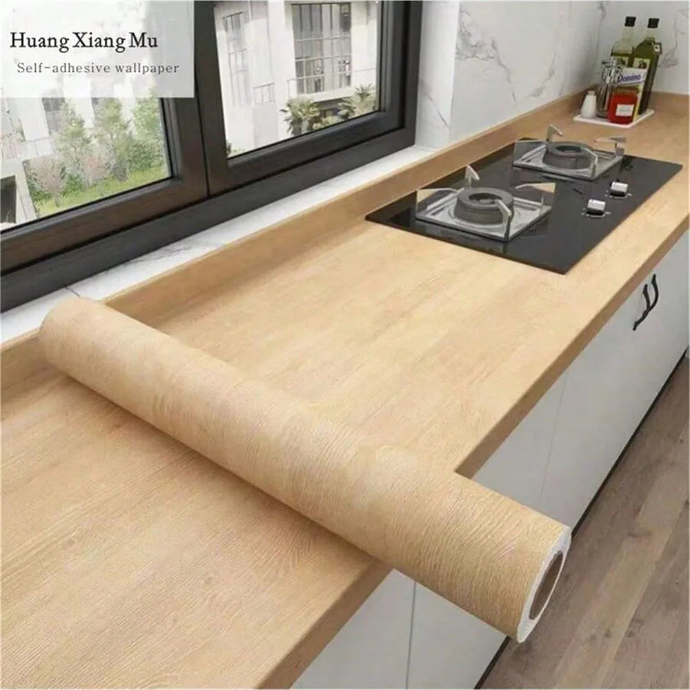 Vinyl adhesive furniture white wood, 55cmx3m self-adhesive wallpaper, contact adhesive paper for countertop decoration, furnitur